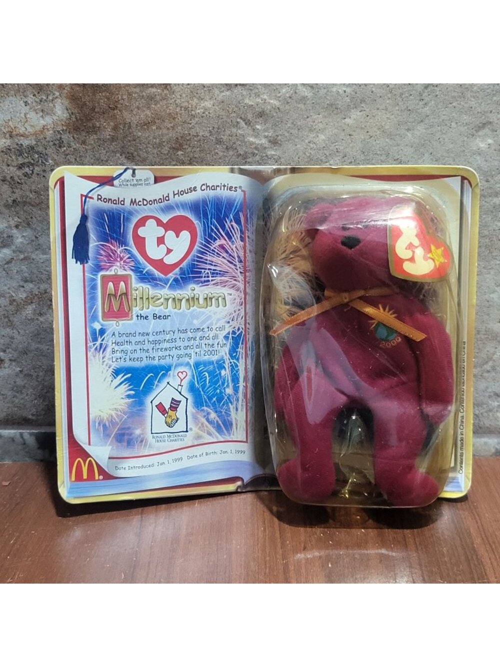 Ty Teenie Beanie Baby Millennium The Bear McDonalds RMHC 1999 Sealed New Vintage
